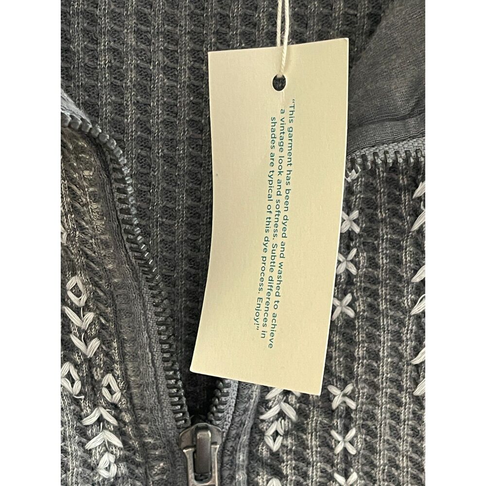 Sundance Rose Embroidered Zip Front 100% Cotton Hoodie Cardigan Tattoo Size L - Picture 7 of 10